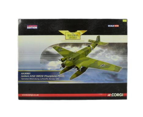 Diecast - a Limited Edition Corgi Aviation Archive 1/72 scale diecast model AA36901 Junkers JU52/3MG5E (Floatplane) P5+JD, Op