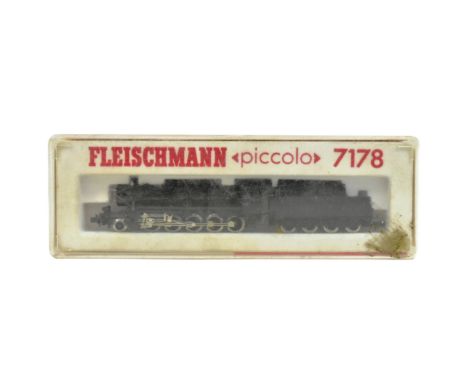 Model Railway - a vintage Fleischmann N gauge trainset locomotive steam engine, no. 7178 Class BR 50 2-10-0 in black. Housed 