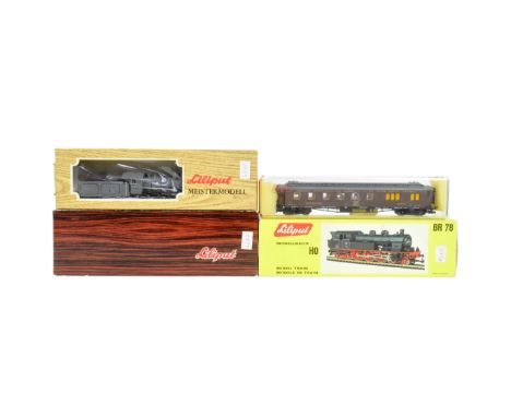 Model Railway - a collection of x3 Liliput (Austria) HO / OO gauge model railway trainset locomotive engines together with a 