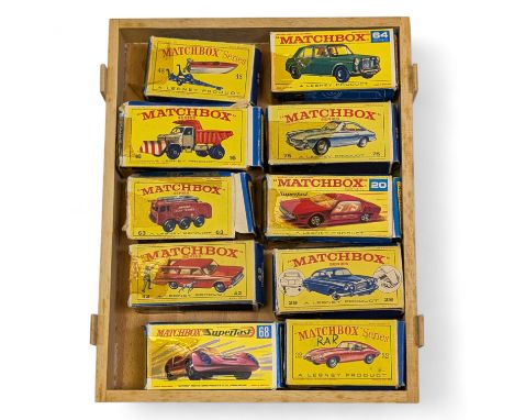 Collection Of Ten Boxed Matchbox Toys To Include 64 MG 1100 Green, 75 Ferrari Berlinetta Green, 20 Lamborghini Marzal Red, 28