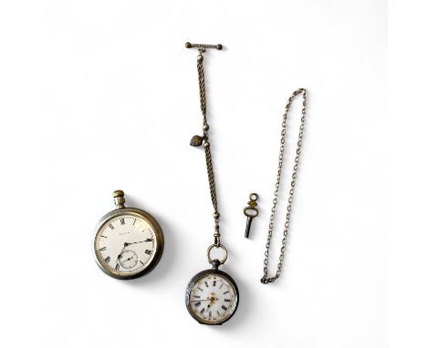 A Swiss Silver Cased Fob Watch 38mm Not Known If Working And A Base Metal Cased Pocket Watch By Elgin Not Currently Working T