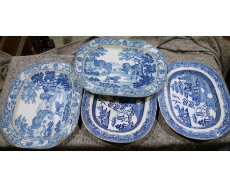 Part tea service in Masons Regency pattern, Davenport Hop pattern tazza, some willow pattern&nbsp;and other blue and white ce