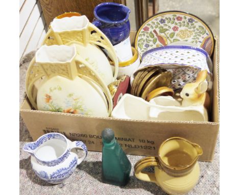 Ceramic jardiniere&nbsp;decorated with an agricultural scene, a Spode Italian blue and white jug&nbsp;and&nbsp;a large collec