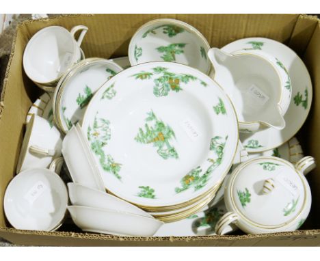 Japanese Art Deco large Green Willow pattern tea and dinner service&nbsp;