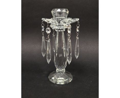 Villeroy &amp; Boch glass lustre&nbsp;candlestick&nbsp;with faceted petal-shaped, the petal-shaped top suspending faceted pen