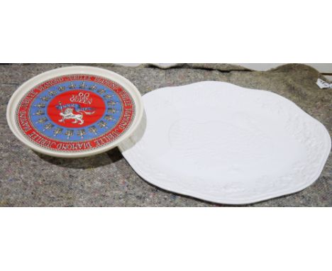 Emma Bridgwater Diamond Jubilee comport and a large House of Fraser white ceramic meat dish&nbsp;with turkey and oakleaf desi