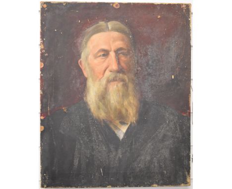 19th century oil on canvas portrait of a bearded man, 53 x 43cm