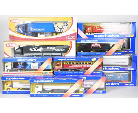 Fourteen Corgi Superhaulers 1:64 scale diecast model haulage vehicles to include Scania Curtainsider 'Knights of Old' TY86611