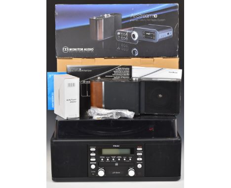 Teac LP-R400 multi music player / CD recorder, and a Monitor Audio Wi/Fi/DAB/FM radio system