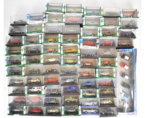 Seventy Hongwell Cararama 1:72 scale diecast model cars including a selection of Mini Coopers and Land Rovers, all in plastic