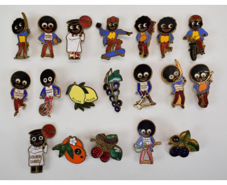 Twenty vintage enamel Robertson's Golden Shred and other advertising pin badges, including, lemons, oranges, blackcurrants an