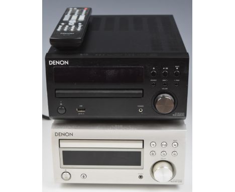 Two Denon CD receivers comprising RCD-M39DAB and RCD-M41DAB, with one remote control and power supply