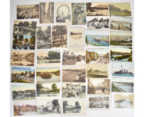 A collection of vintage postcards including Norway, Sweden, Paris street scenes, many bridges and ferries including Mersey, S