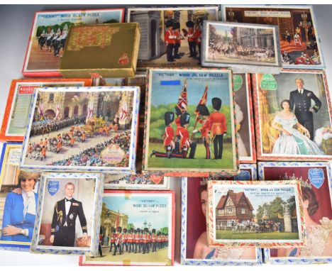 Eighteen Royal interest Victory vintage&nbsp;wooden jigsaw puzzles by G.J. Hayter &amp; Co. Ltd, comprising five 125, three 1