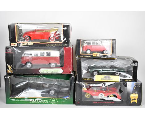 Five 1:18 scale diecast model sports cars to include Maisto, Auto Art and Shell Classico,&nbsp;together with a 1:25 scale VW 