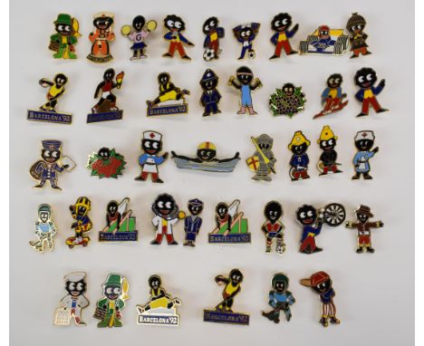 Forty enamel style Robertson's Golden Shred and other advertising pin badges, including Barcelona 92, racing car, post man, f