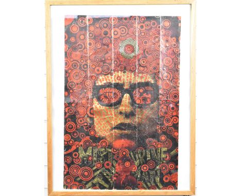 Martin Sharp Bob Dylan psychedelic gold foil poster 'Blowing In The Mind', gold and orange/red colourway, 75 x 100cm  