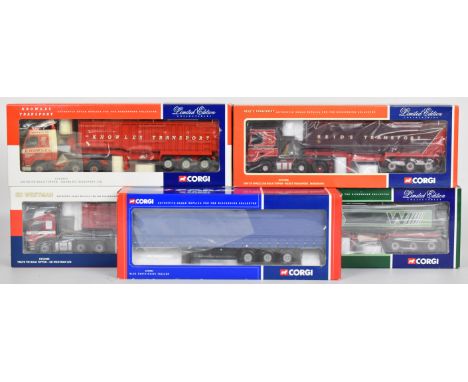 Five Corgi Limited Edition collectibles 1:50 scale diecast model haulage vehicles to include Volvo FH Bulk Tipper - Knowles T