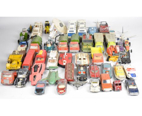 A collection of Dinky Toys vintage diecast model cars, trucks and TV related vehicles to include Spectrum Pursuit Vehicle, Ba