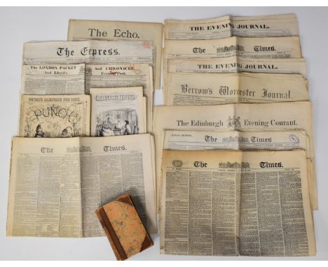 Approximately 12 mainly Georgian and Victorian newspapers including Evening Journal 1854, The Times 1857,1867 and 1924, Edinb