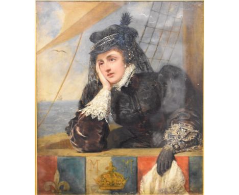 William Powell Frith RA (1819-1909) oil on canvas Mary Queen of Scots' Farewell to France, Mary standing on the stern of a sh
