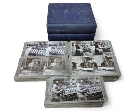 Official Series by Realistic Travels, approx 100 stereoscope cards, Sheffield, Manchester, Macclesfield, contained in a doubl