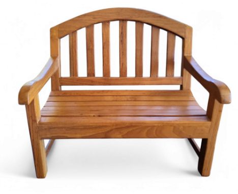 Miniature Furniture - a garden bench, arched back, slatted seat, 31cm wide
