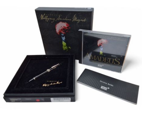 A Montblanc Meisterstück Hommage, a Wolfgang Amadeus Mozart Solitaire Platinum Line fountain pen model no. P114, 14k white go