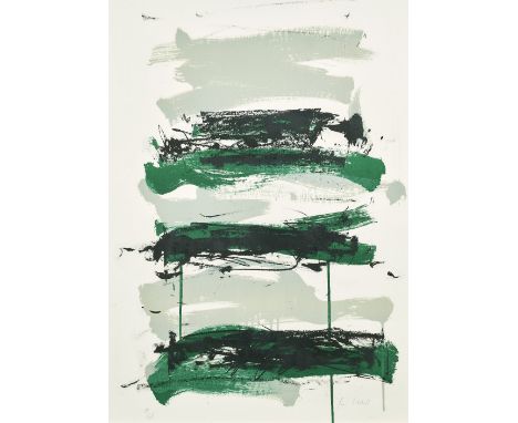 Joan Mitchell (1925-1992)Champs- Black, Gray and Green, 1991&nbsp;Lithograph in colors on Arches paper, signed in pencil and 