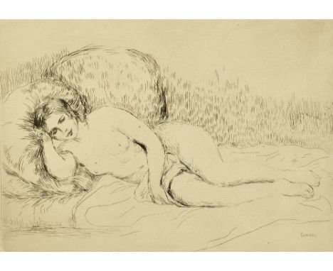 Pierre-Auguste Renoir (1841-1919)Femme Couchée (tournée à gauche), 2nd state (D., S. 15), 1906&nbsp;Etching on cream laid pap