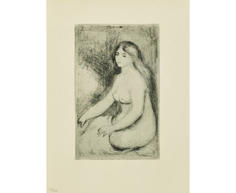 Pierre-Auguste Renoir (1841-1919)Baigneuse Assise (D. 11), c. 1897Soft ground etching printed in grayish-blue on cream wove p