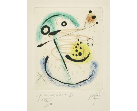 Joan Miró (1893-1983)One Plate, from La Bague D'Aurore (D. 139), 1957Etching, engraving and aquatint in colors on  wove paper