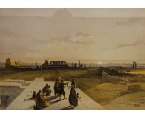 David Roberts, RA, Scottish 1796-1864- Ruins of Karnack; hand-coloured lithograph, signed and titled within the plate, publis
