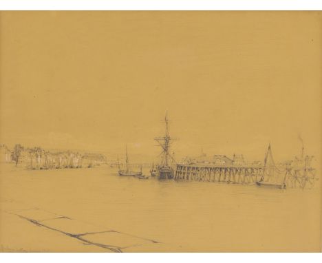 James Duffield Harding, RA, British 1797-1863- Boulogne Sur Mer; pencil heightened with white on orange paper, inscribed and 