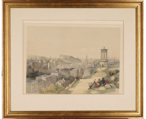 David Roberts, RA, Scottish 1796-1864- Edinburgh from the Calton Hill; hand-coloured lithograph, 40 x 54.5 cm. Condition Repo
