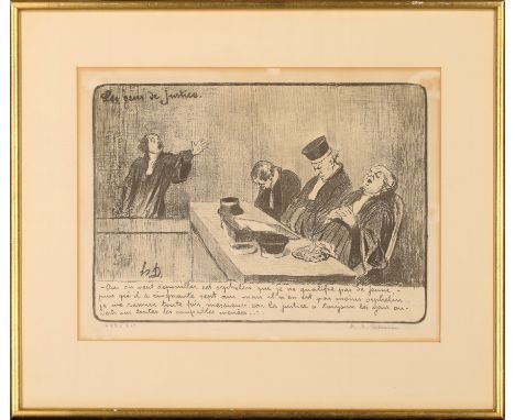 After Honoré Daumier, French 1808-1879- Les gens de Justice; lithograph, bears signature and indistinct number '462 [?] /500'