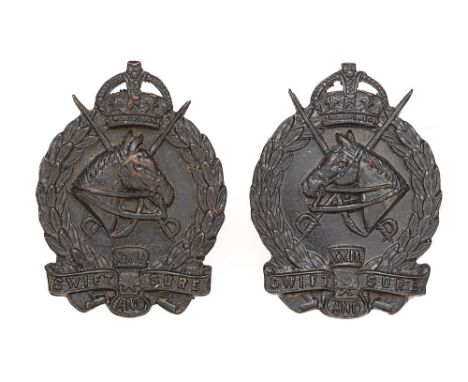 Australian 23rd Light Horse Regiment (Barossa Light Horse) facing pair of collar badges c1930-42.  Good scarce die-stamped bl