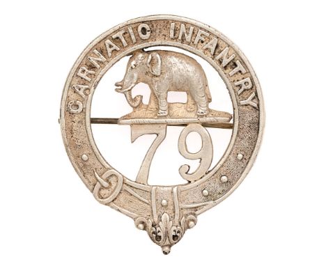 Indian Army. 79th Carnatic Infantry Edwardian Officers's pagri badge circa 1901-03.  Good scarce heavy well cast example by O