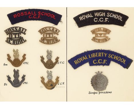 Rossall School, Royal High School, Royal Liberty School OTC, JTC and CCF 11 items of insignia.  Good assortment of badges, bu