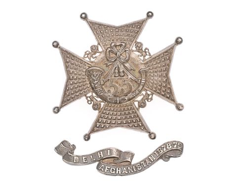 Indian Army. 55th Coke's Rifles Officer's pouch badge circa 1903-22.  A good British made two piece example. Die-stamped silv