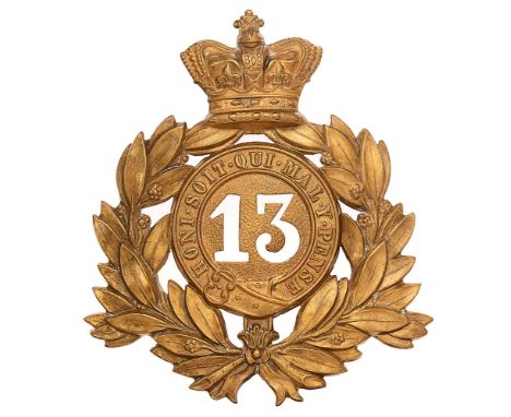 13th (1st Somersetshire) (Prince Albert's Regiment of Light Infantry) Victorian shako plate c1869-78. A good scarce die-stamp