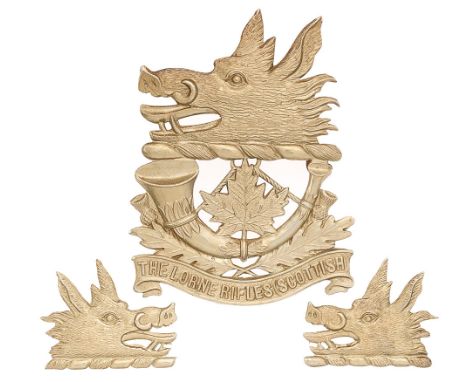 Canadian Lorne Rifles (Scottish) glengarry cap badge with facing collars circa 1931-36. Good scarce die-stamped white metal b