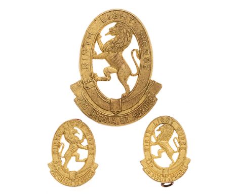 9th Australian Light Horse (Flinders Light Horse) slouch hat badge &amp; collars circa 1930-42.  Good scarce die-stamped bras