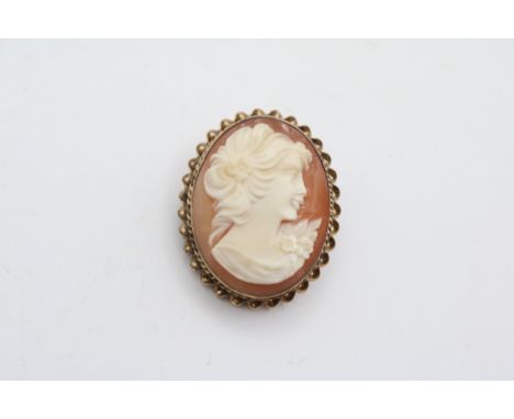 Ladies 9ct Gold Mounted Oval Portrait Cameo 
