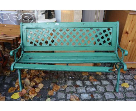 Green Painted Bench with slatted base 