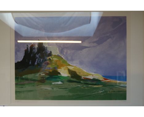 Donald Hamilton-Fraser RA 1929 - 2009 framed signed print depicting Lindisfarne 213 of 275 58 x 45cm 