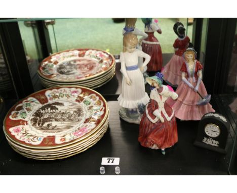 Collection of Masons Christmas Plates, Royal Doulton Christmas Morn figure and a Paragon Lady Sybil, Nao figure and a Jasperw