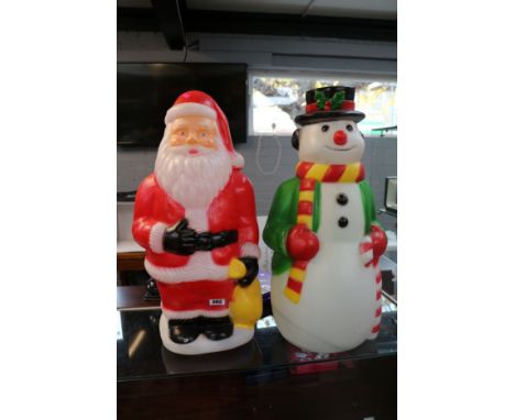 Festive Light up Santa and matching Snowman figures 64cm in Height 