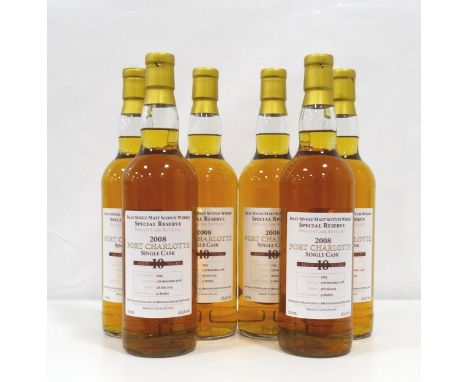 PORT CHARLOTTE 10Y0 - PRIVATE BOTTLING
A nice looking case of six bottles of Port Charlotte 10 Year Old Single Malt Scotch Wh