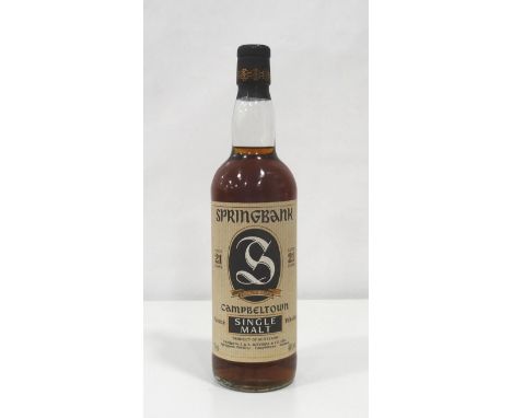 SPRINGBANK 21YO - 1990s
A rare and distinguished bottle of Springbank 21 Year Old Single Malt Scotch Whisky.  70cl.  46% abv.